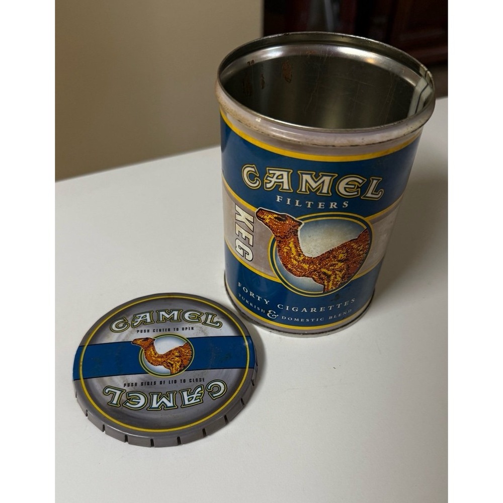 Vtg Camel Filters 40‎ Cigarette Metal Tin Can R.J. Reynolds Tobacco Advertising